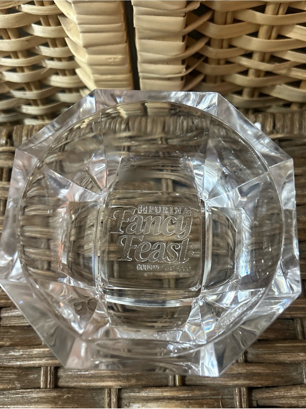PURINA FANCY FEAST FAUX CRYSTAL CAT FOOD BOWL CLEAR ACRYLIC GOURMET Rare